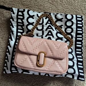 MARC JACOBS THE J MARC PINK SHOULDER BAG IN QUILTED LEATHER